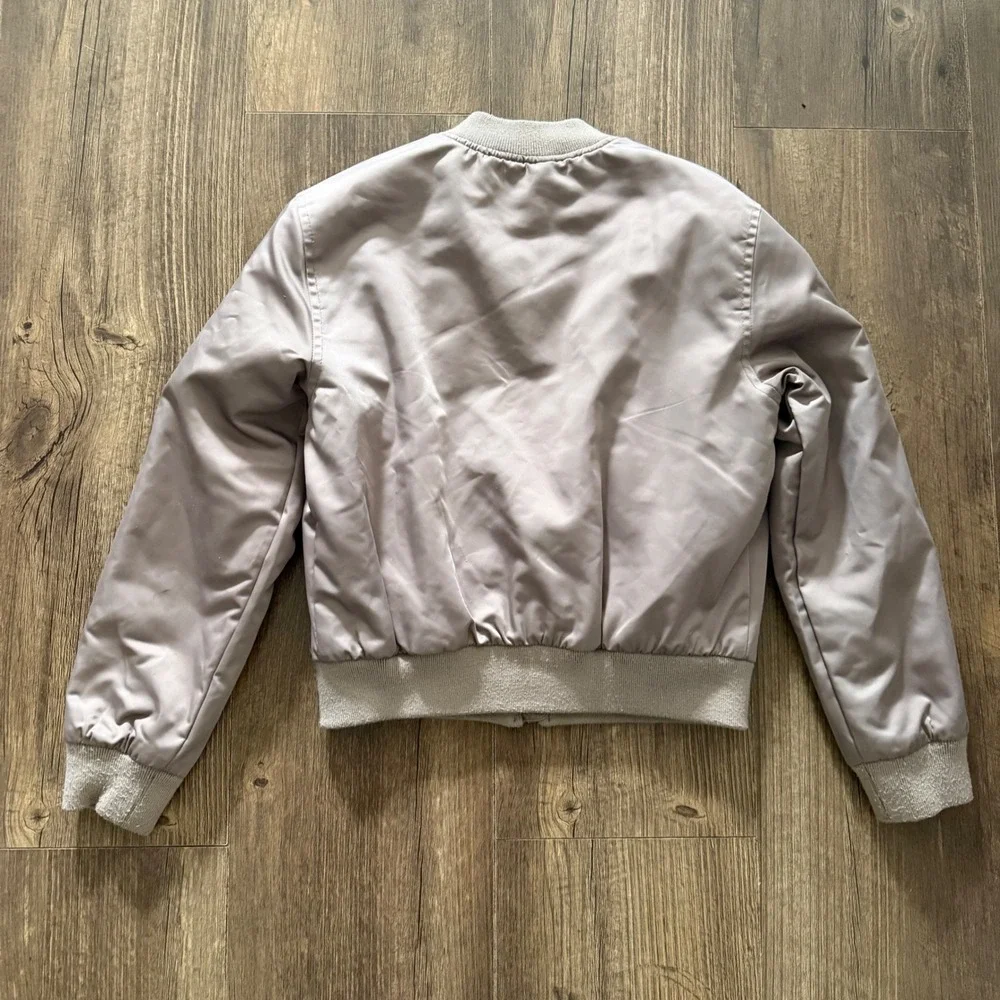 Abercrombie Kids Bomber Jacket Taupe Full Zip Ribbed Cuffs Gorpcore Kids 9/10
